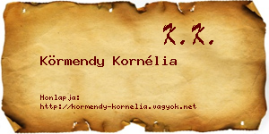 Körmendy Kornélia névjegykártya